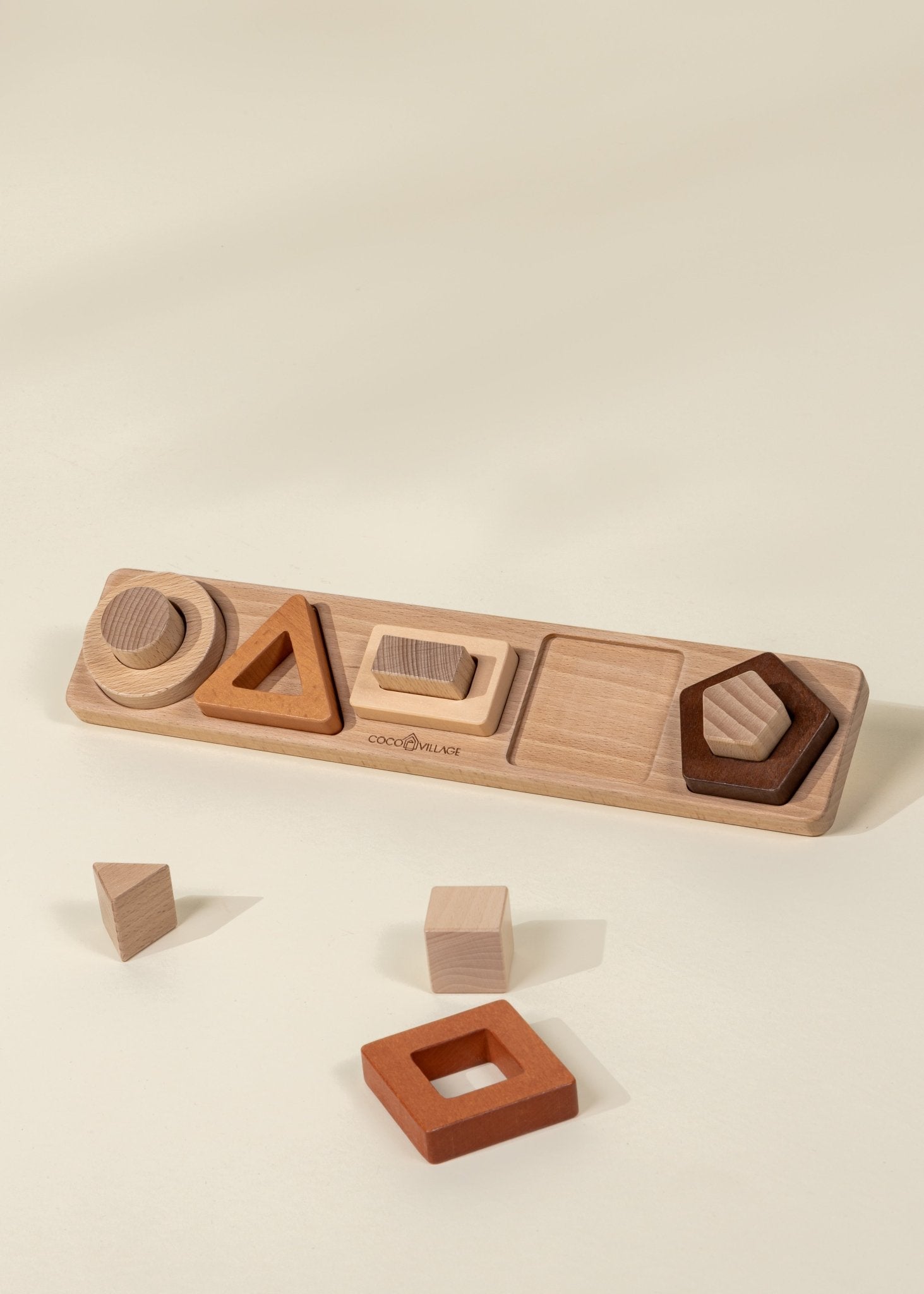 Coco Village Wooden Shapes Learning Set - 5 pcs Puzzle - Image 2
