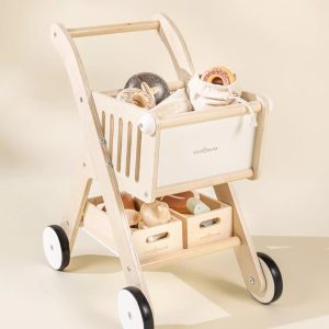 Coco Village Wooden Shopping Cart Basket