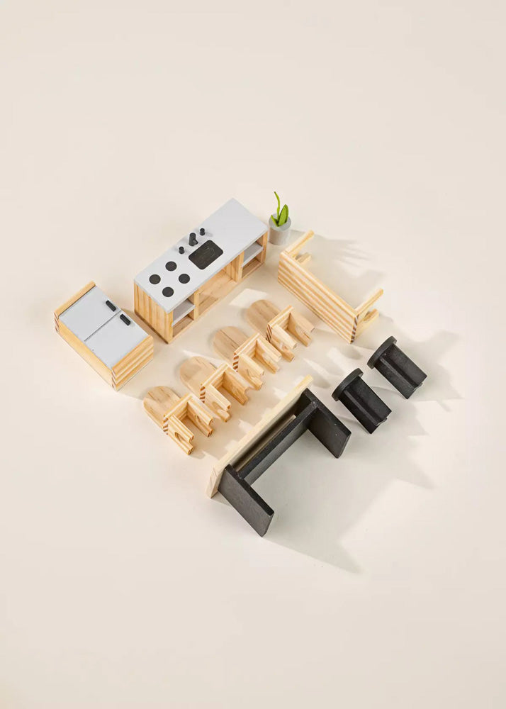 Coco Village Wooden Doll House Kitchen Furniture (12 pcs) Chair - Image 16