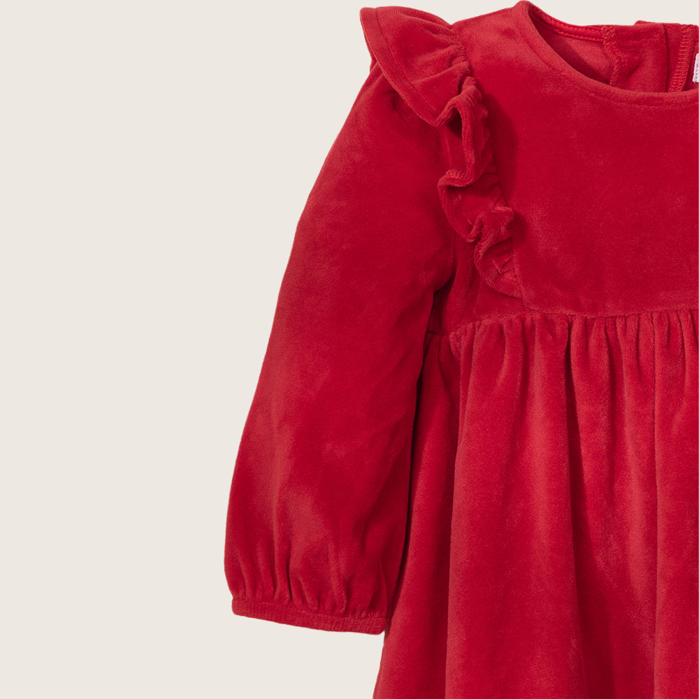 Rise Little Earthling Velvet Dress - Red / 6-9m - Image 2