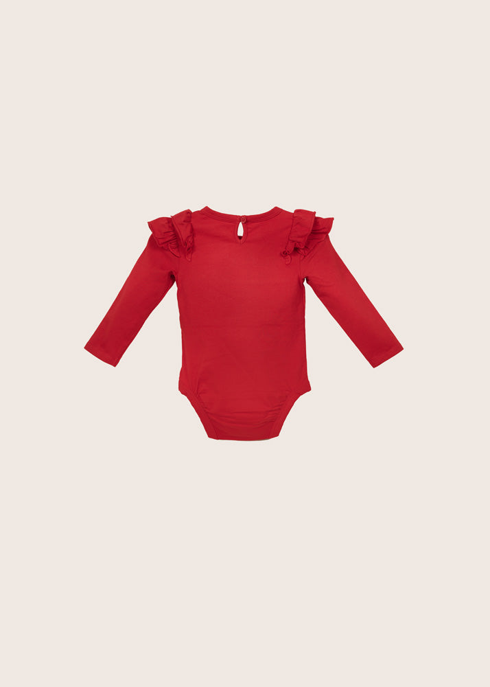 rise little earthling Ruffle Bodysuit - Red / 12-18m - Image 6