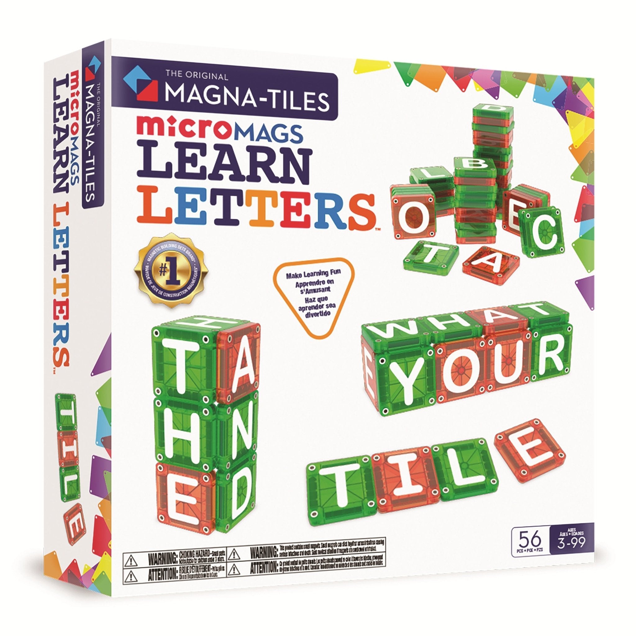 MAGNA-TILES® microMAGS LEARN Letters 56-Piece Support