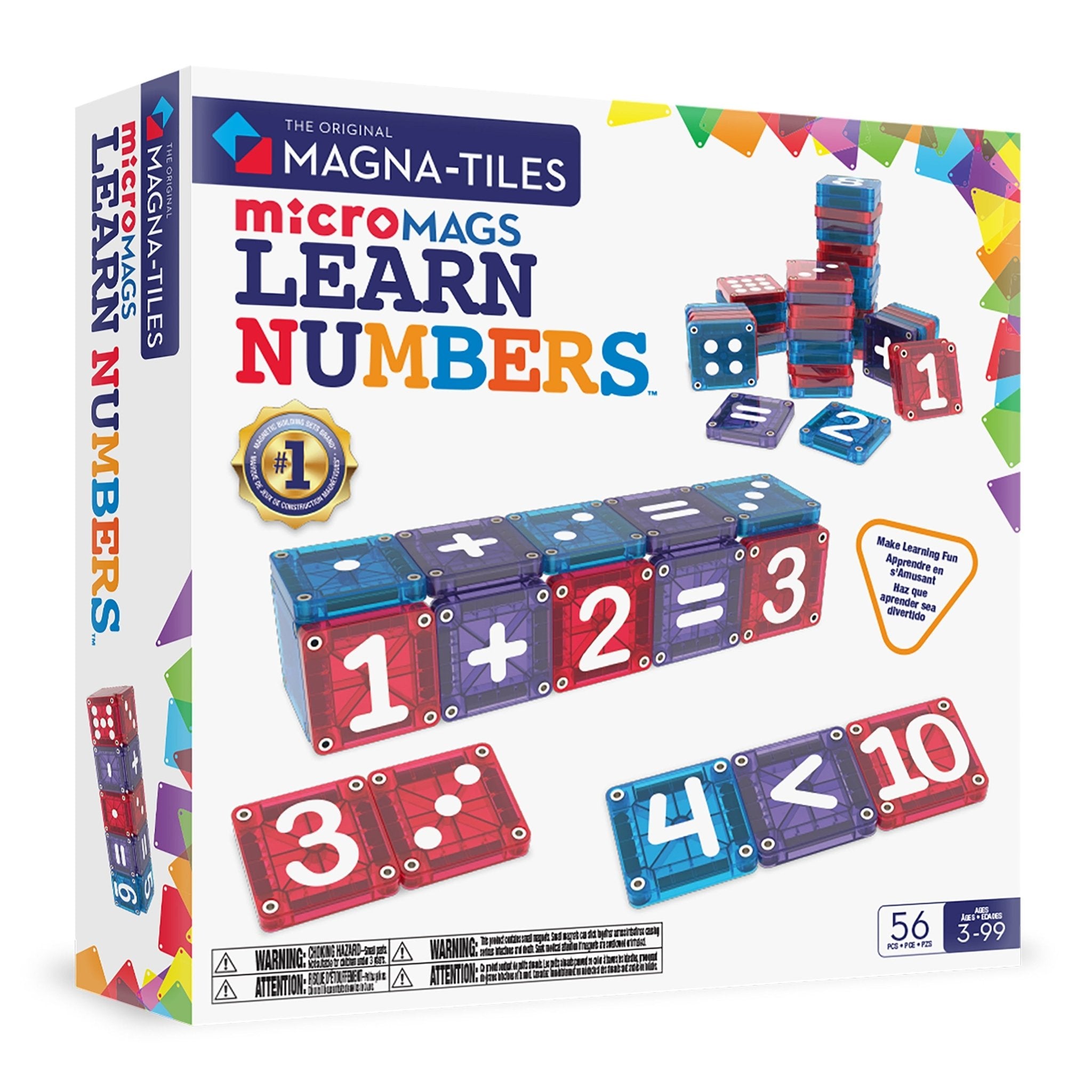 MAGNA-TILES® microMAGS LEARN Numbers 56-Piece Support