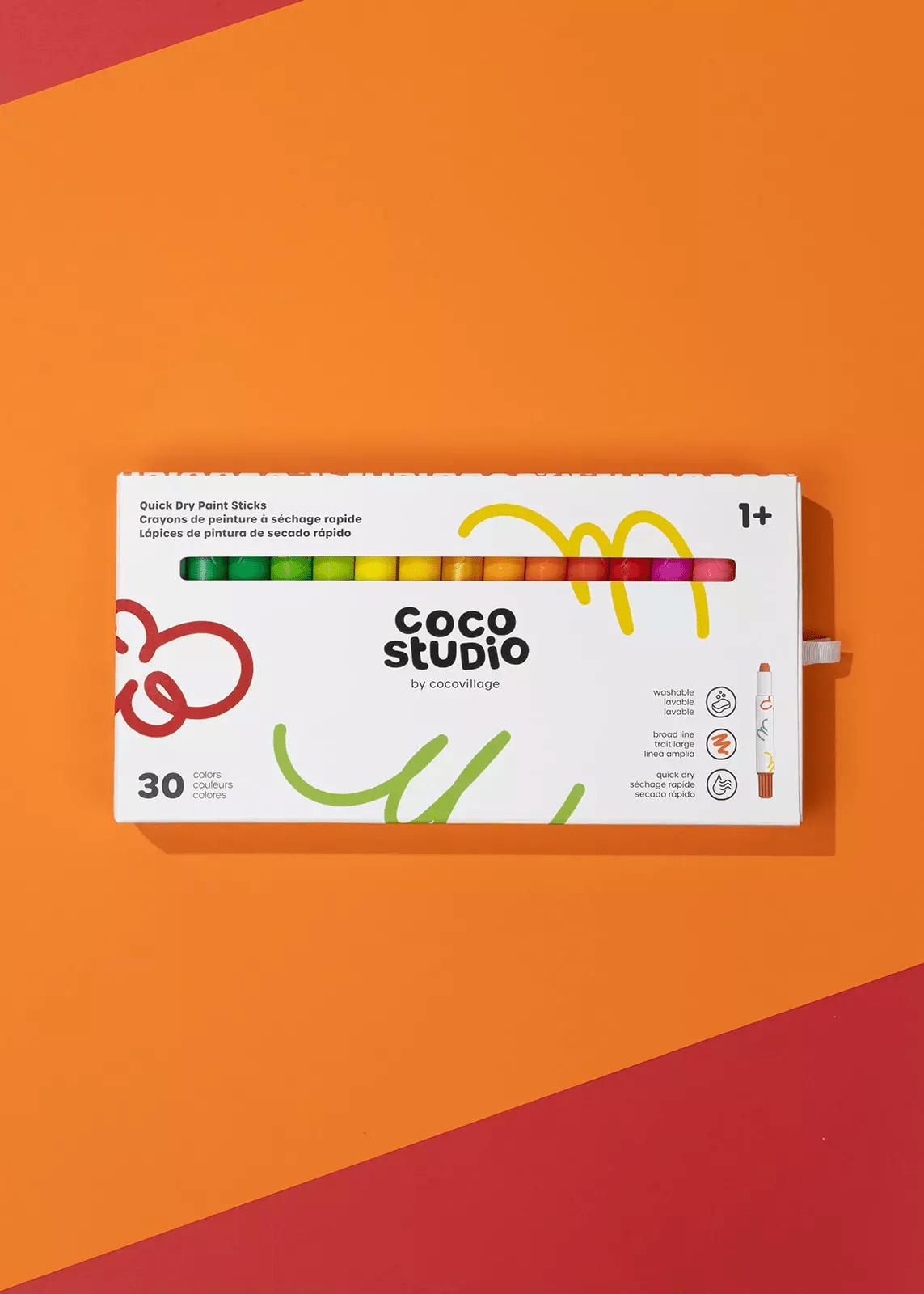 Coco Village Quick Dry Paint Sticks Set - 30 colors Brush - Image 2