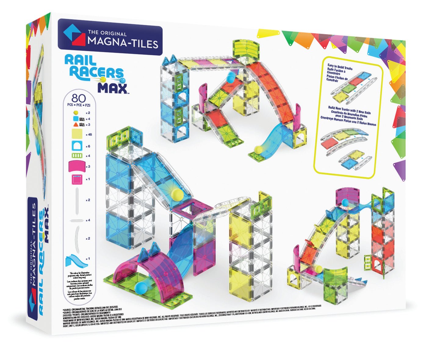 The Original MAGNA-TILES® Rail Racers Max 80-Piece Toy - Image 7