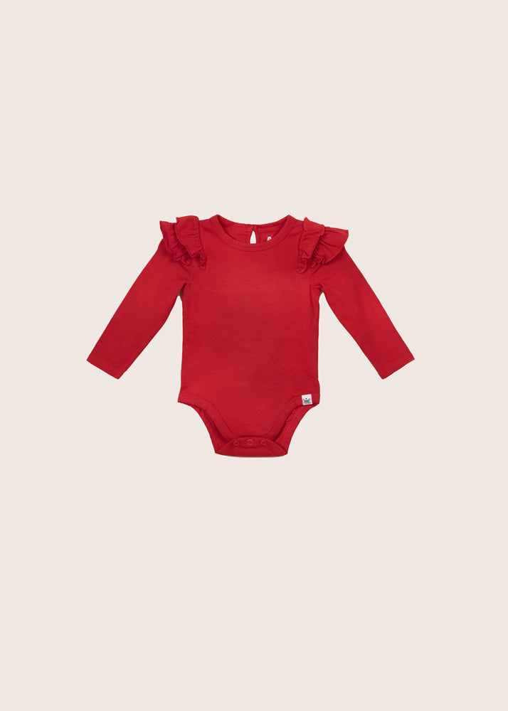 rise little earthling Ruffle Bodysuit - Red / 12-18m - Image 4