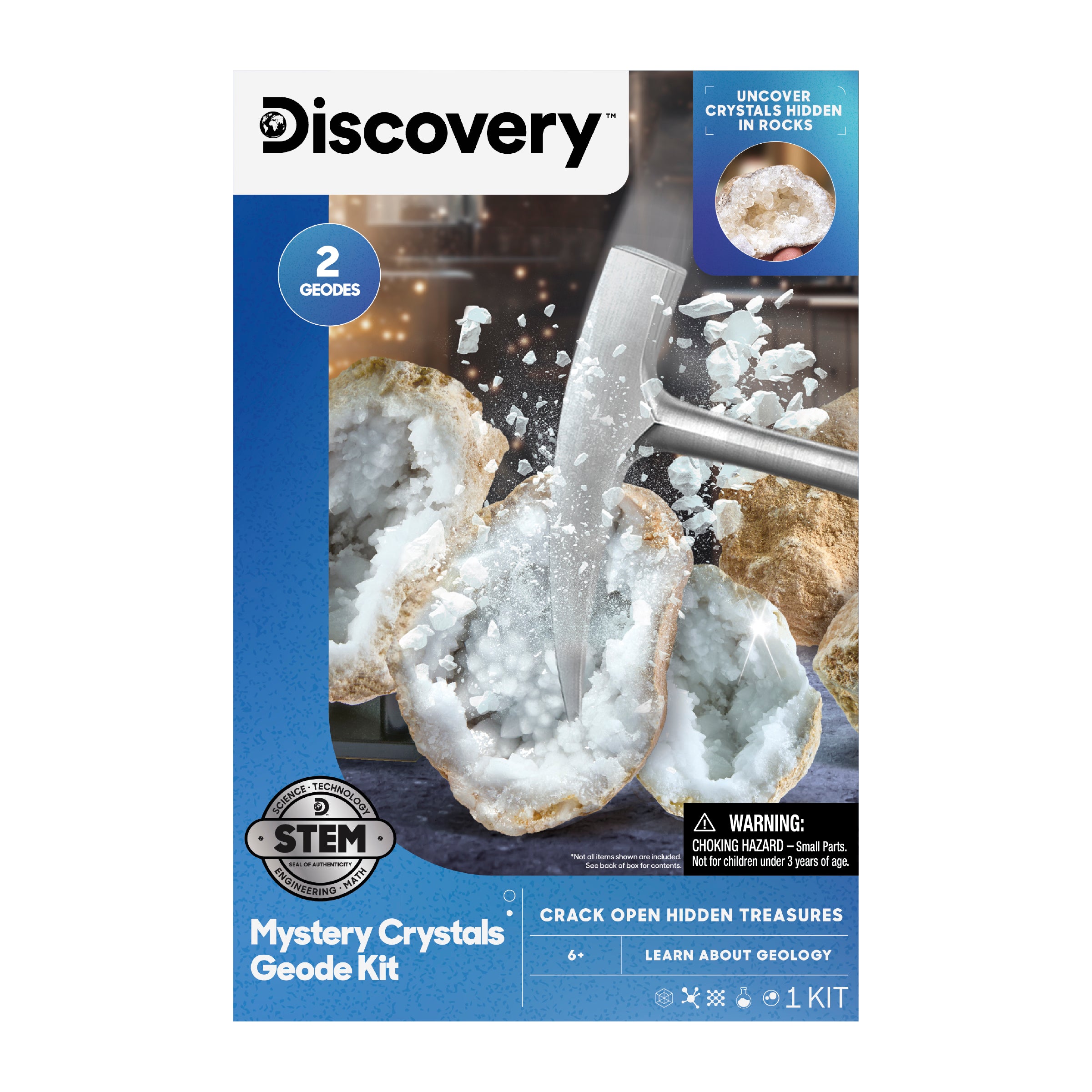 Discovery Toy Mystery Crystals Geode Excavation 2pc Glass