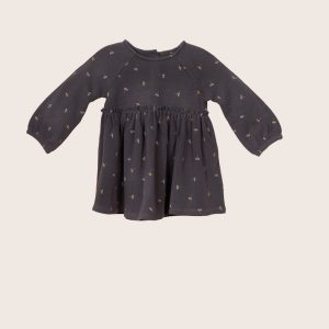 rise little earthling Empire Waist Dress - Obsidian / 3-6m