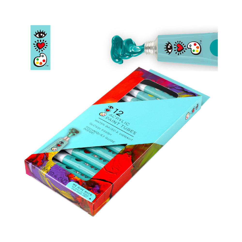 Bright Stripes iHeartArt 12 Acrylic Paint Tubes Brush - Image 8