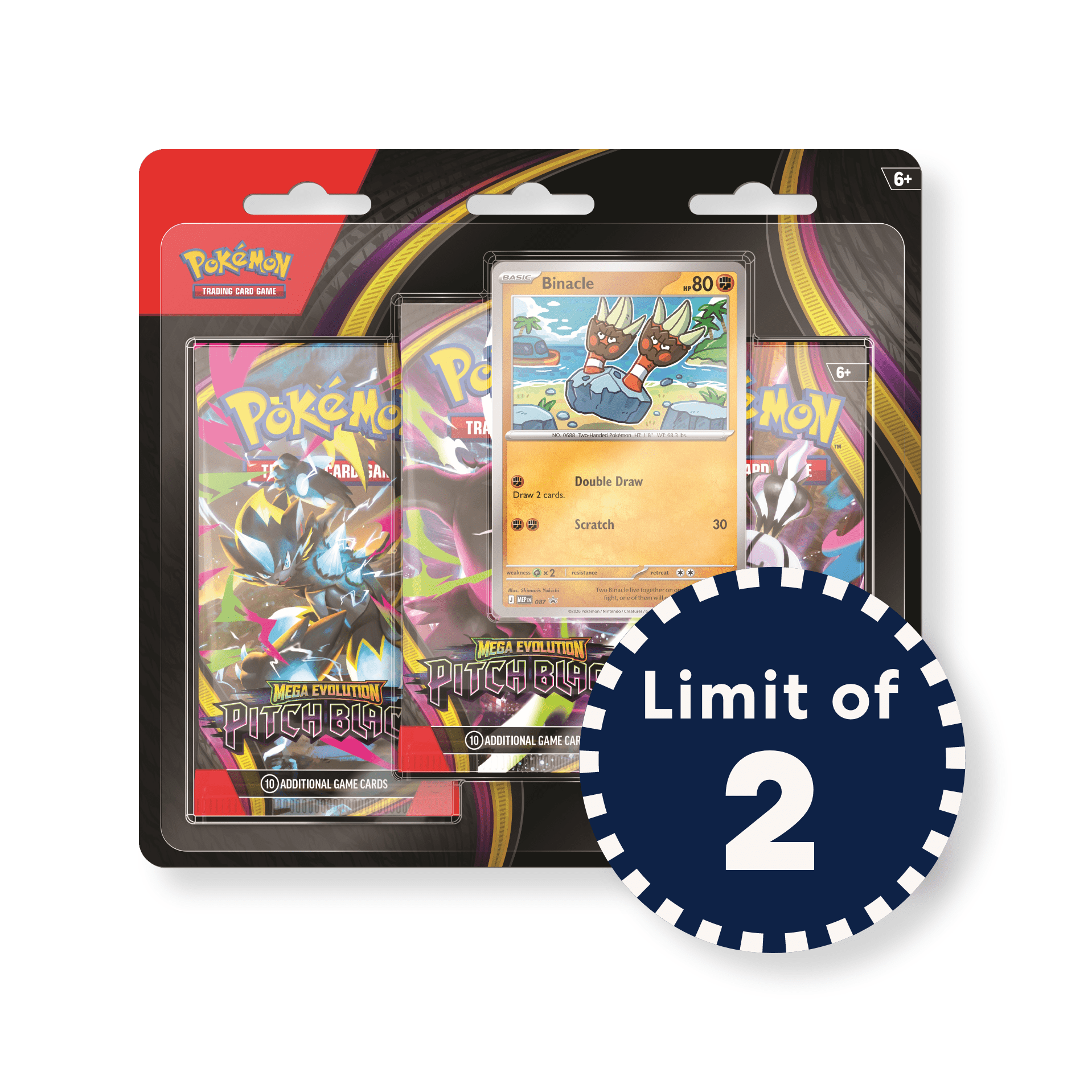 Pokemon Pokémon TCG: Mega Evolution PITCH BLACK Three-Booster Blister I Limit 2 per customer Toy