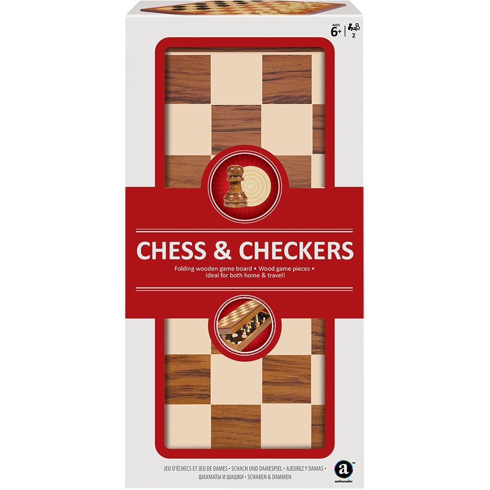 Deluxe Folding Wood Chess & Checkers Set Toy