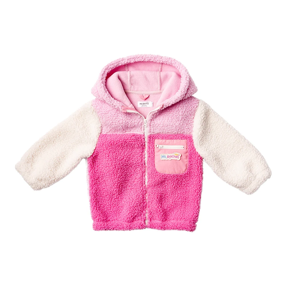 Ms. Rachel Fuzzy Colourblock Jacket - Blue Colourblock / 12-18m