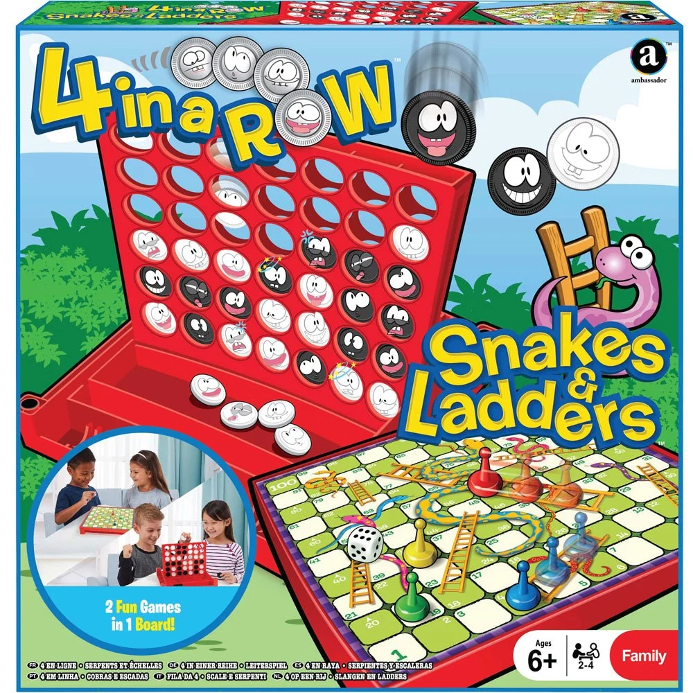 4-in-a-row & Snakes and Ladders Combo Puzzle