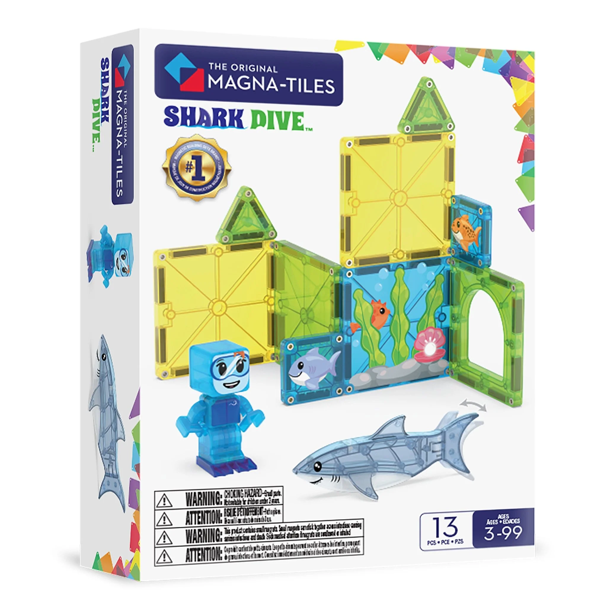 The Original MAGNA-TILES® Shark Dive 13-Piece Support