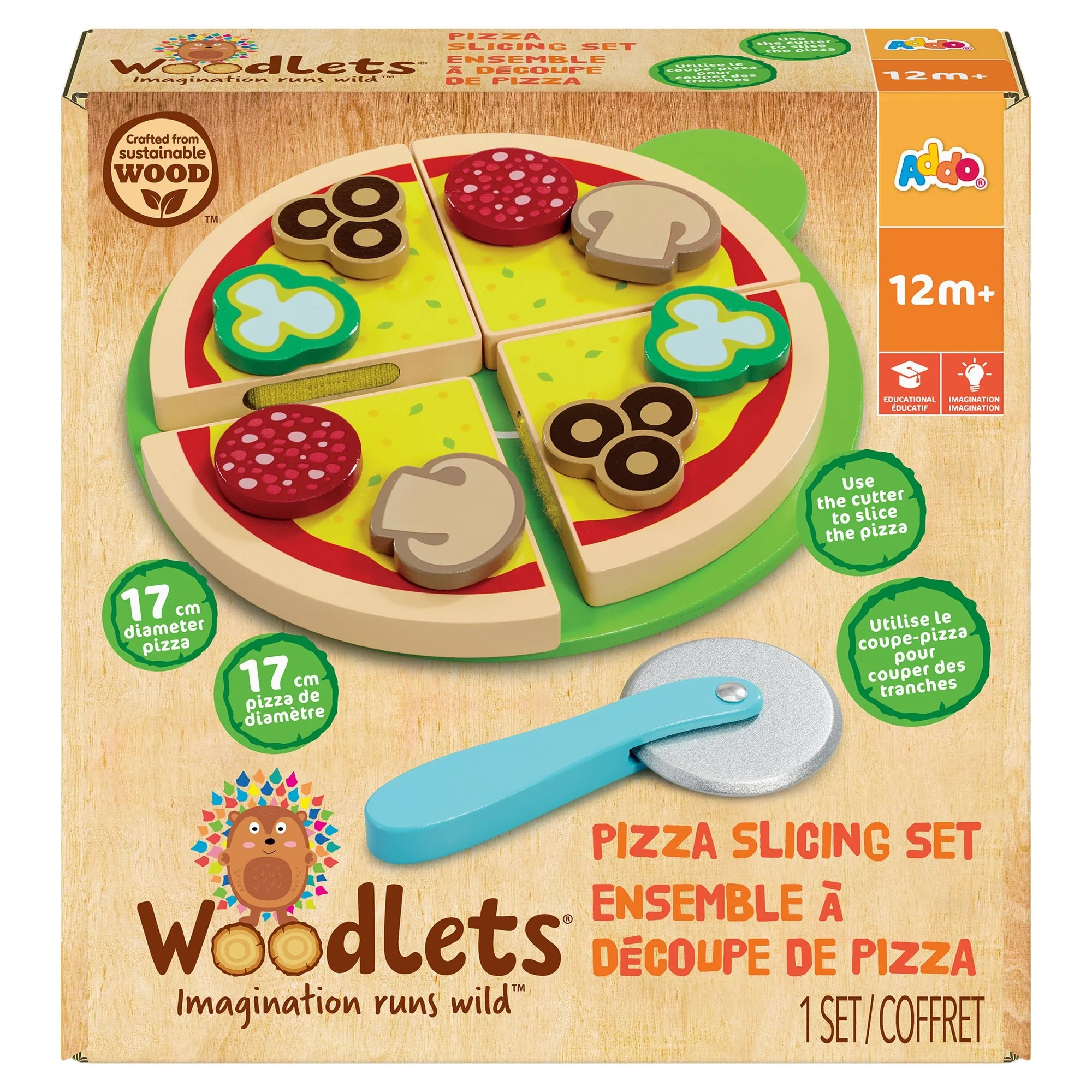 Woodlets Pizza Slicing Set Tray