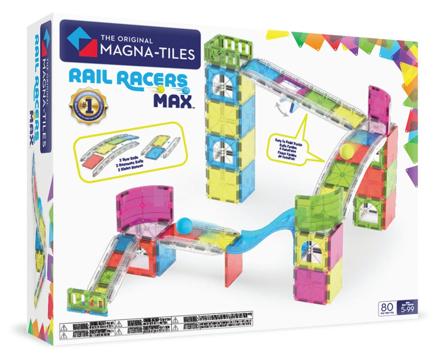 The Original MAGNA-TILES® Rail Racers Max 80-Piece Toy